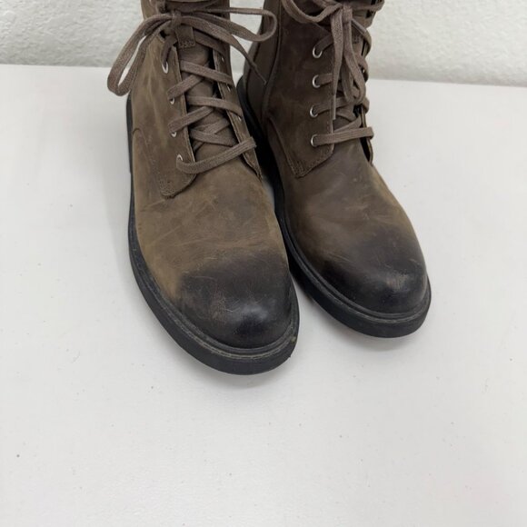 Clarks Orinoco 2 Lace Dark Olive Leather Side Zip Boots Shoes Womens size 8.5 M - Picture 3 of 9